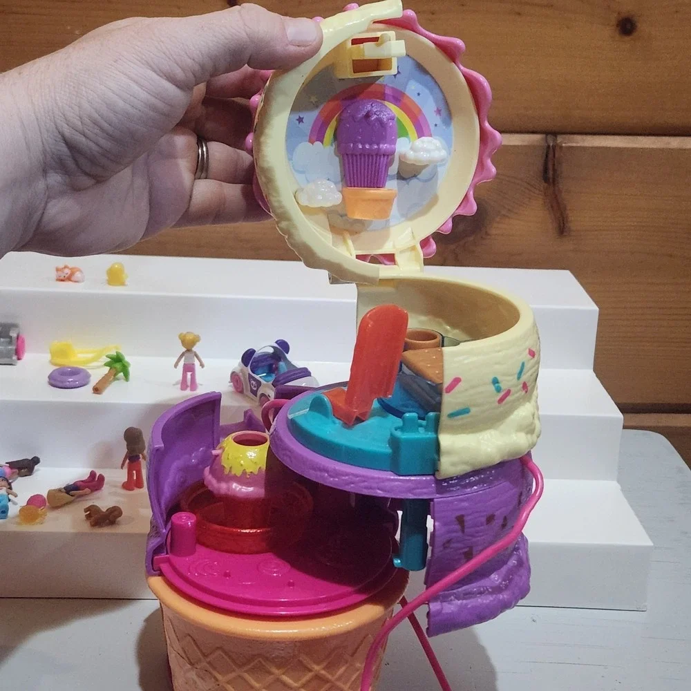 Lot Of 18 Mini Polly Pocket Playsets Figures Pets Surprise Playset Ice Cream Fox
